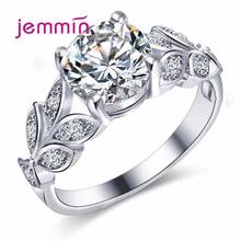 Popular Leaf Design Women 925 Sterling Silver AAA Zircon Rings Full Rhinestone Anillo Bijoux Lovers Gifts For Wedding 2024 - buy cheap