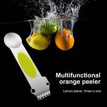 Multi-funcional descascador de laranja limão slicer aço inoxidável produto comestível silicone três-em-um descascador cozinha ferramenta de frutas vegetais 2024 - compre barato