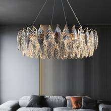 K9 de cristal de lujo de iluminación LED de araña de hoja en forma de salón comedor colgante moderno lámpara dormitorio Villa en casa accesorio 2024 - compra barato