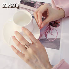 Zyzq acessórios femininos simples, moda coreana, adorável, formato triângulo, quatro peças, joia, conjunto de anel, atacado lotes e atacado quente 2024 - compre barato