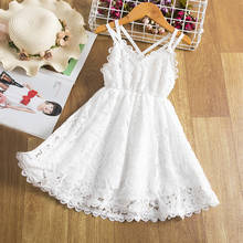 White Lace Dresses For Girls Flower Embroidery Summer Backless Clothes Kids Wedding Party Children Sling Vest Princess Sundress 2024 - buy cheap