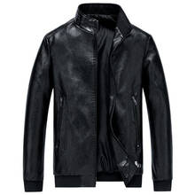 Autumn Men's Leather Jacket Solid Color Stand Collar Motorcycle Jacket Large Size PU Leather Quality M-8XL 2024 - buy cheap