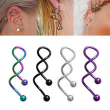 1PC Twist Ear Stud Industrial Earring Navel Belly Button Ring Helix Tragus Cartilage Piercing Barbell Nombril Women Body Jewelry 2024 - купить недорого