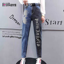 Spring Clothes for Women Vintage AB Side Color Contrast Letter Pattern Paste Drill Jeans Woman Slim Ankle Length Pencil Pants 2024 - buy cheap