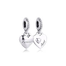 CKK Aunt & Niece Split Heart Charms 925 Original Fit Pandora Bracelets Sterling Silver Beads for Women Jewelry Making DIY 2024 - buy cheap