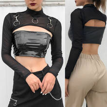 Nova moda malha sólida sexy preto senhora malha manga longa o pescoço sexy meninas camiseta outono topos t legal 2024 - compre barato
