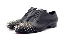 New square toes men shoes black formal wedding shoes for men lace up genuine leather rivet fashion party shoes oxfords 2024 - buy cheap