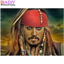 Faça você mesmo quadrado completo e redondo 5d piratas do caribe jack spray pintura de diamante ponto de cruz completo diy bordado de diamante 2024 - compre barato