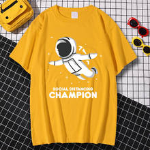 Дышащие свободные футболка для мужчин большой Размеры футболки пространство летчика-космонавта печать топы с круглым вырезом, удобные футболки мужские 2024 - купить недорого