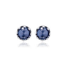 Blue Sparkling Crown Stud Earrings Elegant Jewelry Making 925 Original Sterling Silver Fashion Earring Studs Woman Gift 2024 - buy cheap