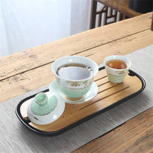 Cerâmica pintados à mão gaiwan criativo branco porcelana escritório xícara de chá portátil viagem tigela chá com tampa artesanal kung fu drinkware 2024 - compre barato