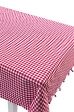 Pano de mesa piti xadrez 140*140 algodão vermelho 140x140 cm 2024 - compre barato
