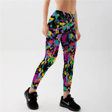 Calças leggings femininas de cintura alta qicitout, novas calças leggings coloridas com pintura a óleo 3d impressas para mulheres, envio direto 2024 - compre barato