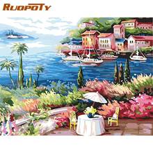 RUOPOTY Oil Painting By Numbers For Adults Handmade DIY Gift Seaside Scenery Picture 40x50cm Frame On Canvas Home Decor Art 2024 - buy cheap