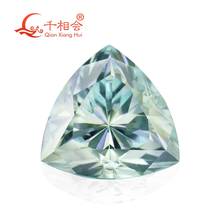 Cor azul trilhão de forma triângulo moissanite solta gem pedra qianxianghui 2024 - compre barato