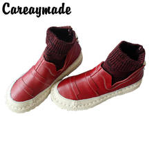 Careaymade-Botas originales hechas a mano, botas cortas de cuero de fondo suave súper antiguas, botines para mujer, botas de versión coreana 2024 - compra barato