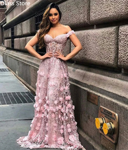 Pink Prom Dresses 2020 A-line Laces Off Shoulder Sweetheart Neck Flowers Floor Length Illusion Evening Dress платья знаменитосте 2024 - buy cheap