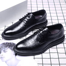 Zapatos de negocios Oxford para hombre, calzado de vestir de cuero Oxford, con cordones, color negro sólido, para oficina italiana 2024 - compra barato