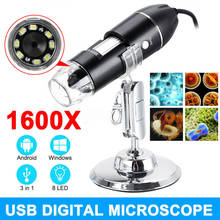 Microscópio digital 1600x com 8 leds, câmera endoscópio 2 mega pixels com suporte de metal 2024 - compre barato