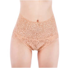 Calcinha feminina sensual sem costura renda cintura alta transparente lingerie 2024 - compre barato
