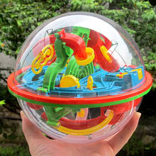 100 уровней 3D волшебный шар-лабиринт, интеллектуальная игра-головоломка, головоломка для мозга, вращающийся шар, Детская обучающая игрушка, орбитальная игра для детей 2024 - купить недорого