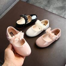 Zapatos de cuero para niña pequeña, zapatos de princesa florales, zapatos de vestir con perlas, suaves y elegantes para fiesta de boda 21-30 2024 - compra barato