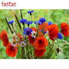 FATCAT 5d Diy Square round Drill Diamond Painting Embroidery Blue Cornflower poppy flowers Cross Stitch Rhinestone Mosaic AE320 2024 - buy cheap