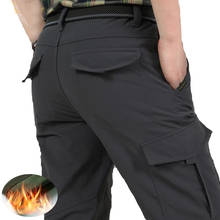 Мужские флисовые тактические штаны, зимние теплые брюки-карго, военные софтшелл рабочие брюки, Акула кожа, толстые теплые водонепроницаемые штаны, M-4XL 2024 - купить недорого