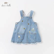 DBM12843-vestido de primavera para niñas pequeñas, ropa infantil con bolsillos florales, tirantes de fiesta de lolita 2024 - compra barato
