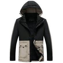 Casaco masculino de inverno com capuz, jaqueta tipo parca para homens quente e fina, sobretudo comprido 2024 - compre barato