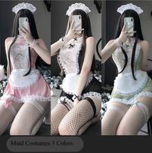 BOYSWE Women Sexy Cosplay Uniform Lingerie Black Pink Green Maid Apron Lace Cute Anime   Costumes Dress Outfit 2024 - buy cheap