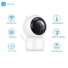 Mwwon-mini câmera ip para monitoramento do bebê, câmera de segurança cctv, toca canção de ninar, hd, wifi, aplicativo smartlife, monitoramento 2024 - compre barato