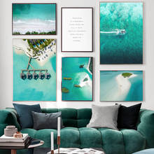 Playa Mar isla Coco árbol cita carteles nórdicos y impresiones pared arte lienzo pintura pared cuadros para sala de estar decoración 2024 - compra barato