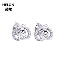 925 Sterling Silver Women Stud Earrings CZ 5-7 Pearl or Round Bead Semi Mount Earrings Wholesale 2024 - buy cheap