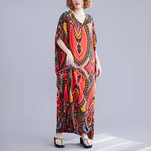 New Summer Casual Long Robe Vintage Loose V Neck Traditional Print African Dress Batwing Sleeve Boho Women Maxi Dresses 2024 - buy cheap