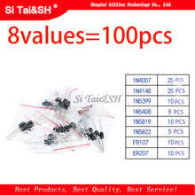 8values=100pcs 1N5399 1N5408 1N4148 1N4007 1N5819 1N5822 FR107 FR207 Switching Diode component diy kit original 2024 - buy cheap