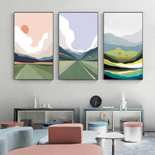Настенная картина в скандинавском стиле, абстрактный пейзаж, холст, сельская Гора, плакат, печать, современное домашнее украшение для гостиной 2024 - купить недорого