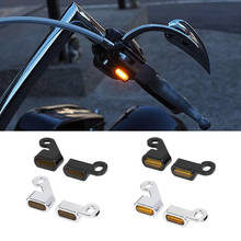 Luzes led de seta para guidão, acabamento preto cromado com lentes âmbar de fumaça para modelos harley sportster 2004 a 2020 2024 - compre barato