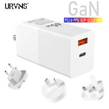 URVNS GaN 65W 2-Port Wall Charger PD 3.0 USB Fast Charging Power Delivery Adapter for MacBook iPad Pro, iPhone 11, Galaxy S9 S10 2024 - buy cheap