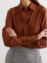 Blusa informal de manga larga para mujer, camisa suave de 100% seda, Simple, Color sólido, OL, elegante 2024 - compra barato