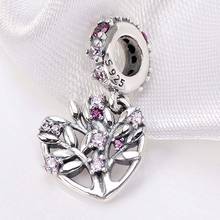 Original Pink Heart Family Tree With Crystal Pendant Beads Fit 925 Sterling Silver Charm Bracelet Bangle Diy Jewelry 2024 - buy cheap