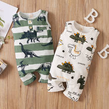 2021 Summer Baby Dinosaur Print Short Romper Boys Sleeveless O-neck Jumpsuit with Pocket Newborn Toddler Casual Summer Outfits 2024 - buy cheap