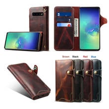 Funda de cuero genuino para Samsung S8 S9 S10 Plus, 4 colores, cuerda magnética, pata de cabra, cartera, bolsas, piel de vaca Natural 2024 - compra barato