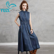 Vestido de verão yuzi. way boho novo vestido jeans feminino., vestido de verão vintage sem mangas com gola alta, vestido em v a872. 2024 - compre barato