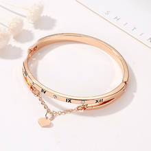 Luxo rosa ouro aço inoxidável pulseiras pulseiras coração feminino para sempre amor charme pulseira para mulheres marca quente famosa jóias 2024 - compre barato