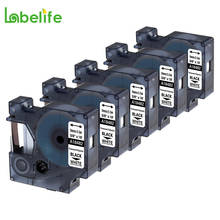 Labelife 5 pacote 18482 rinoceronte 9mm ind etiqueta de poliéster permanente preto no branco para dymo labelwriter e impressora de etiquetas industrial 2024 - compre barato