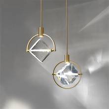 Modern Ring Block Crystal Pendant Lights Bedroom Bedside Luster Lamps Nordic Luxury Bar Restaurant Led Hanging Lights Fixtures 2024 - buy cheap