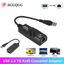BGGQGG Проводной адаптер USB 3,0 к Rj45 Lan Ethernet USB 3,0 сетевая карта к RJ45 Lan Ethernet адаптер для Windows 10 ноутбука ПК 2024 - купить недорого