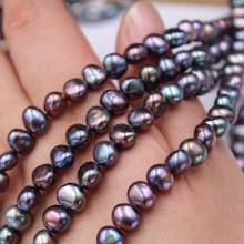 Perlas naturales de agua dulce de 7-8mm, perlas irregulares de arco iris negro 100% barroco, perlas reales, hebra suelta, joyería artesanal 2024 - compra barato
