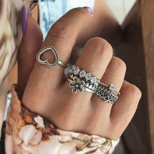Новинка модные ювелирные изделия кольцо в стиле ретро любовь цветок Стразы набор кольца 6 шт. комбинированное кольцо в стиле панк готика обручальное кольцо 2024 - купить недорого
